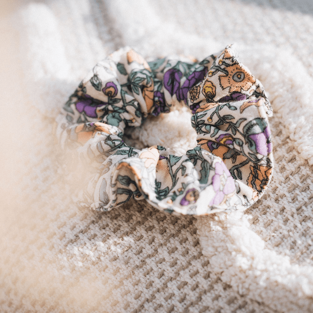 Chouchou scrunchie gaze de coton - Fleurs