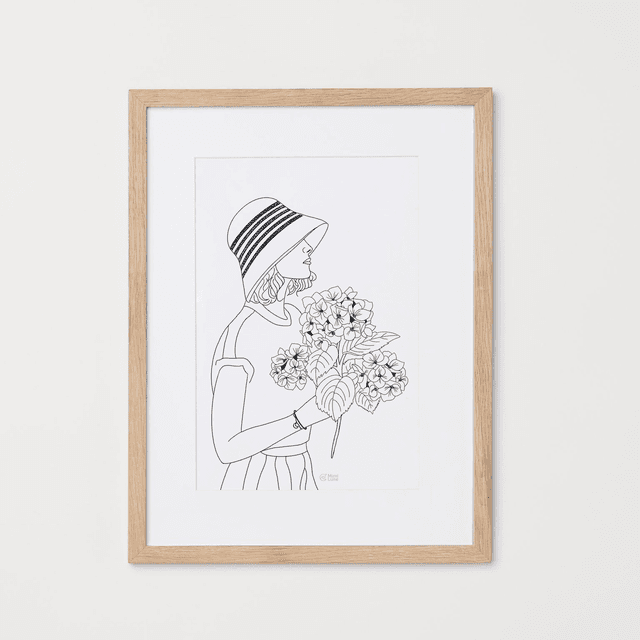 Affiche illustration A4 - Hortensias